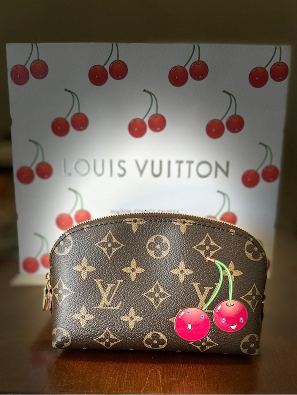 🍒 Louis Vuitton Cherry Murakami LV x TM Cosmetic Pouch PM M13766